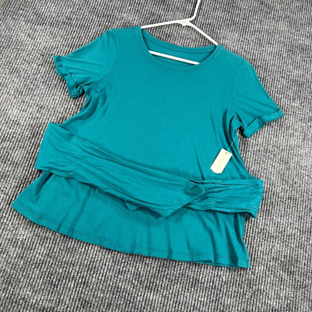 Anthropologie Shirt Top Blouse Womens Size Small Green Short Sleeve Belted New